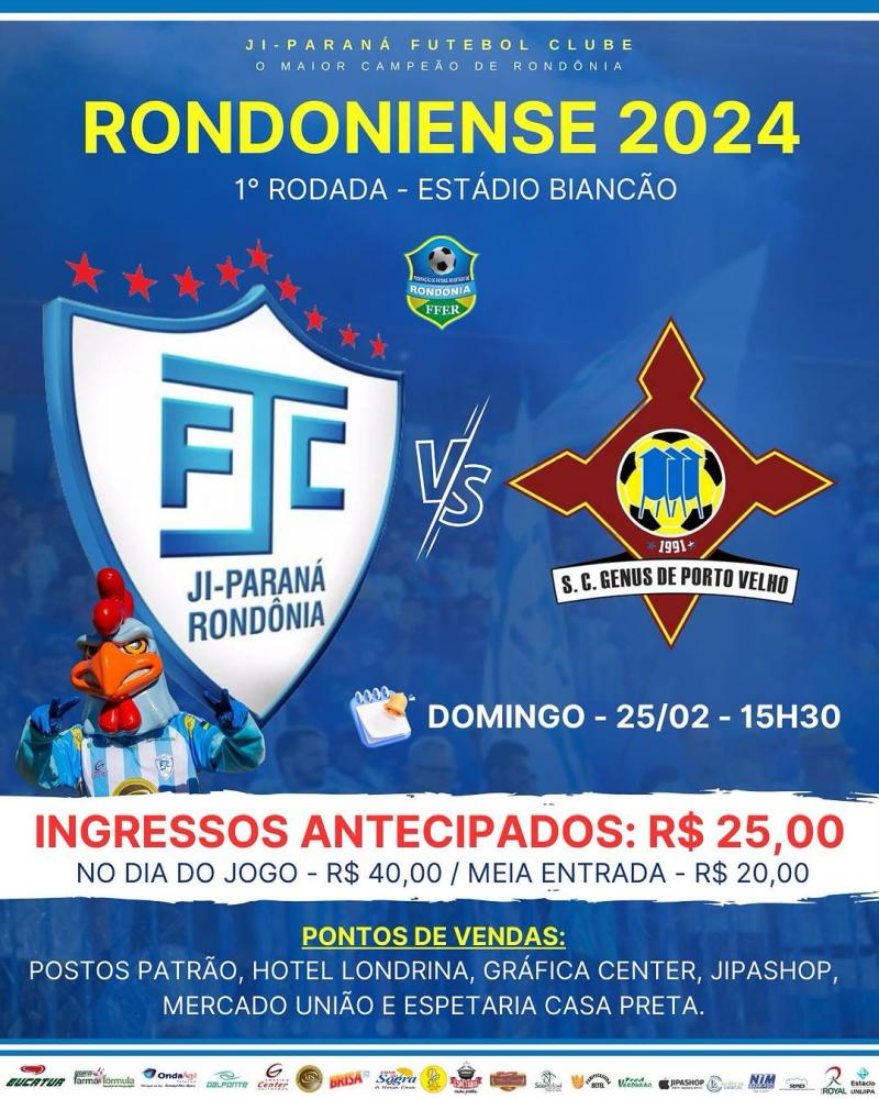 Neste Domingo: Ji-Paraná x Genus no Biancão - Estreia imperdível no Campeonato Rondoniense 2024!