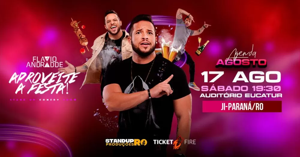 Noite de Stand-Up em Ji-Paraná com Flavio Andrade, neste sábado dia 17 de agosto.