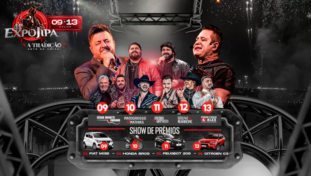 A Tradição Está de Volta - Expojipa 2025 será em julho com grandes nomes da música sertaneja. Saiba tudo sobre o evento!